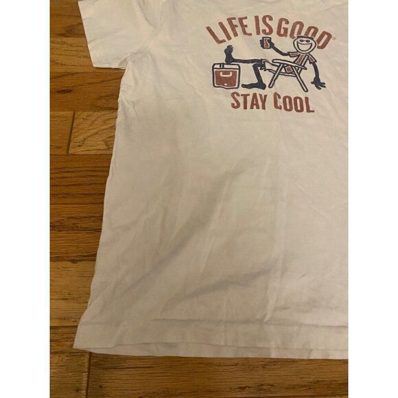 Life Is Good "Stay Cool" Graphic T-Shirt White Short Sleeve Cotton Men's Size M - Picture 3 of 8